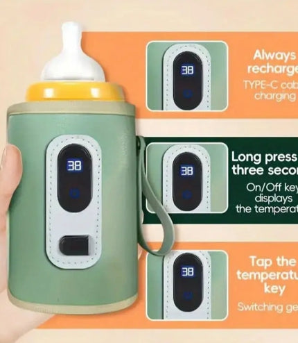 Baby bottle warmer with power bank showing portable charging capability