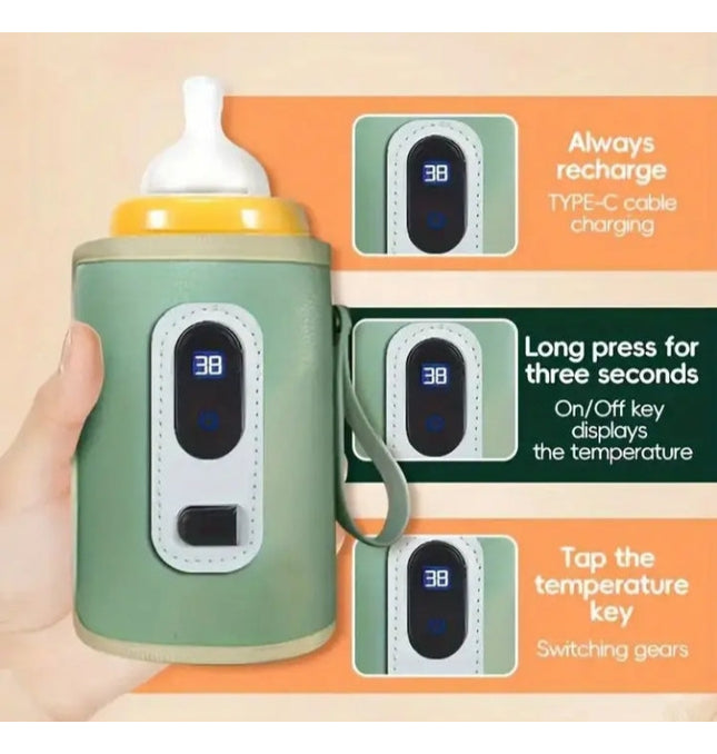 Baby bottle warmer with power bank showing portable charging capability