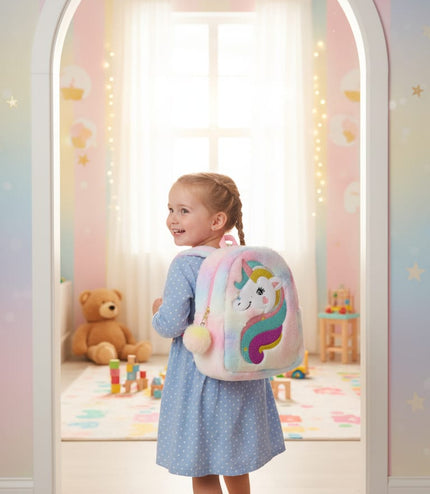 Rainbow Unicorn Backpack UK - Large Colourful Baby Bag for British Kids | TINY TOES