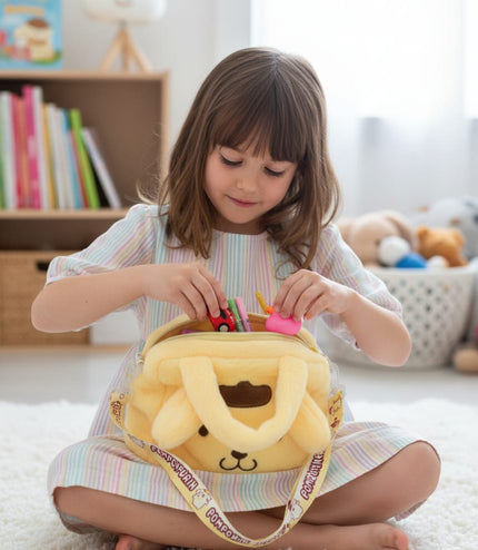 Yellow Pompompurin Baby Bag UK - Cute Character Plush Bag for British Kids | TINY TOES