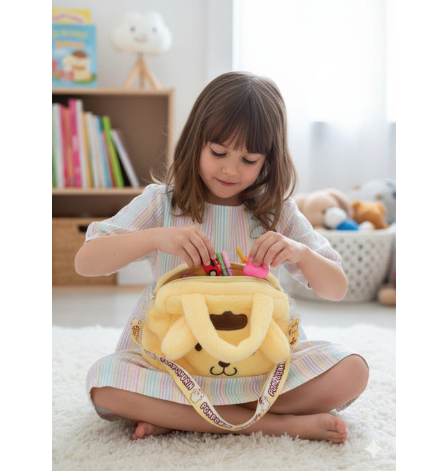 Yellow Pompompurin Baby Bag UK - Cute Character Plush Bag for British Kids | TINY TOES