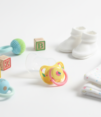 Yellow animal-printed pacifier with cute safari design for babies 0-6 months