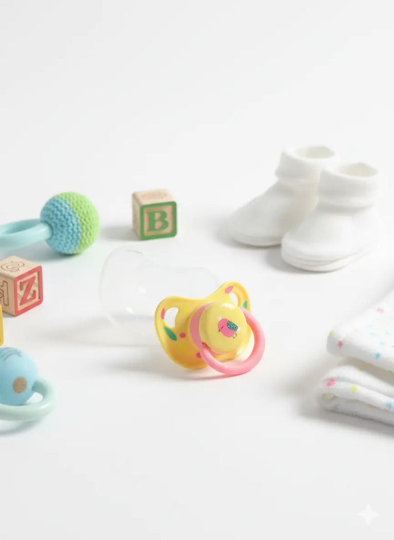 Yellow animal-printed pacifier with cute safari design for babies 0-6 months